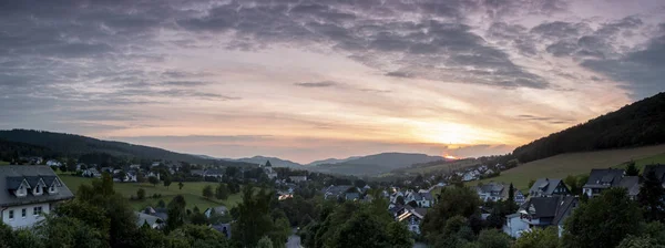 Wide Panoramic View Mountainous Spa Village Grafschaft Winter Sports Region — Stock Photo, Image