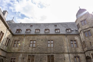 Wewelsburg, Almanya - 11 Eylül 2019: Tuğla yapımı Wewelsburg Kalesi ile avlunun mimari detayları