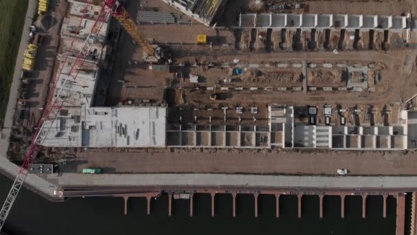 Vista Aérea Cima Para Baixo Canteiro Obras Novo Bairro Noorderhaven — Vídeo de Stock