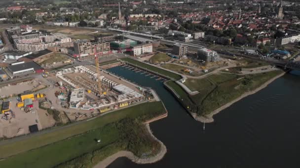 Veduta Aerea Cantiere Nel Nuovo Quartiere Noorderhaven Nella Città Zutphen — Video Stock