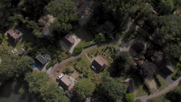 Vue Aérienne Haut Bas Une Maison Été Parc Récréatif Avec — Video