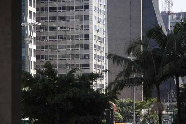 Paulo Brasil Fevereiro 2018 Arranha Céus Avenida Paulista Centro Cidade — Fotografia de Stock