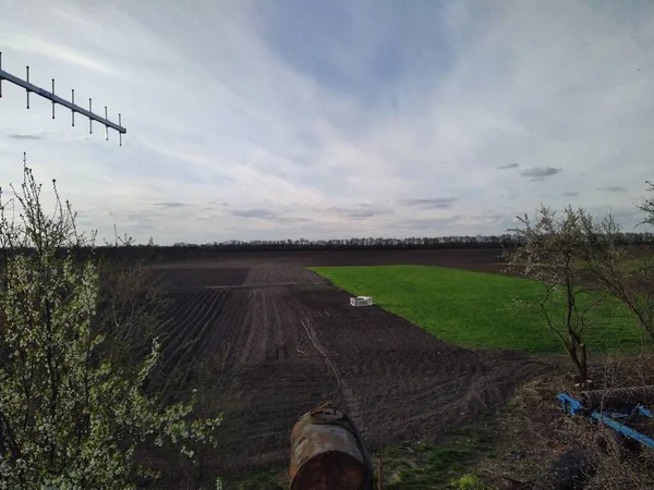 Vista Aérea Campo Agrícola Campo Rural Primavera — Fotografia de Stock