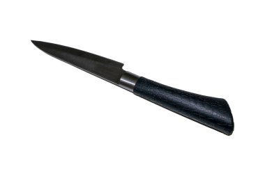 Beyaz arka planda izole siyah plastik kolu ile bıçak