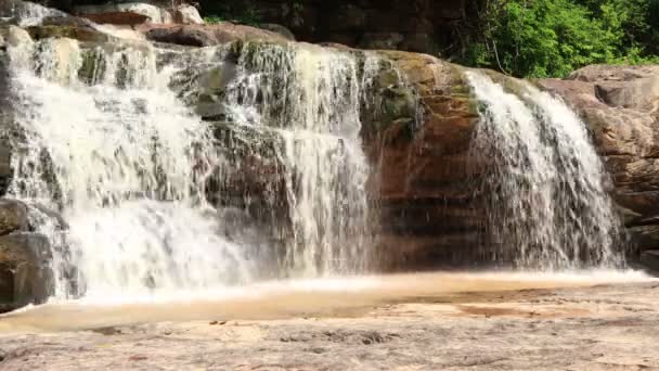 Waldwasserfall Floss Reihe Von Felsen Auf Dem Boden Stein Mit — Stockvideo