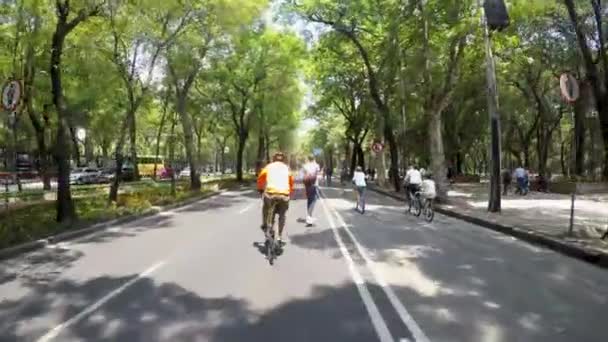 Cidade México México Junho 2019 Pessoas Andando Bicicleta Skate Pela — Vídeo de Stock