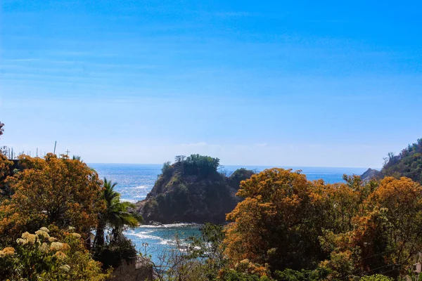 Mazunte Oaxaca Plajları Görünümü Deniz Sahil Yüksekliklerinden Görünümü — Stok fotoğraf