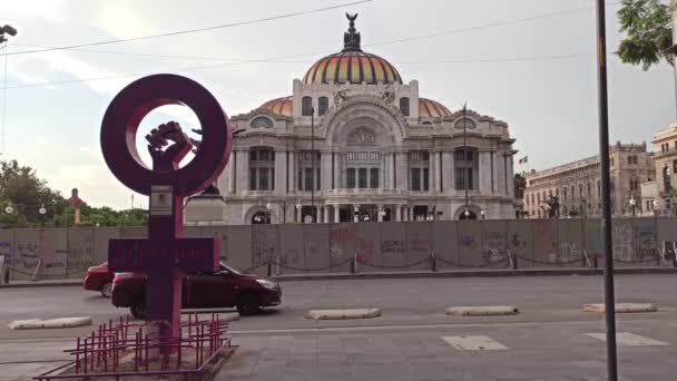 Mexico City Meksika Haziran 2020 Güzel Sanatlar Sarayı Önünde Meksiko — Stok video