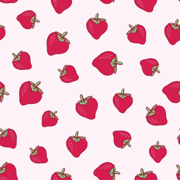 Modèle Sans Couture Fraises Avec Fond Rose Illustration Vectorielle Dessinée — Image vectorielle