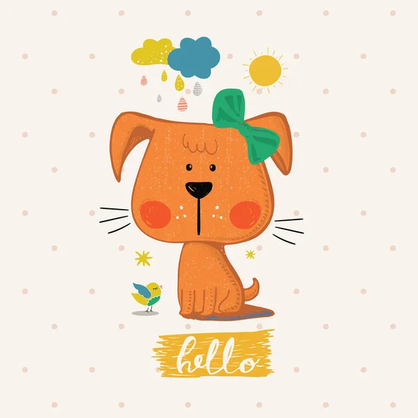 Aranyos Puppy Cartoon Kézzel Rajzolt Vektor Illusztráció Használható Bébipóló Nyomtatáshoz — Stock Vector