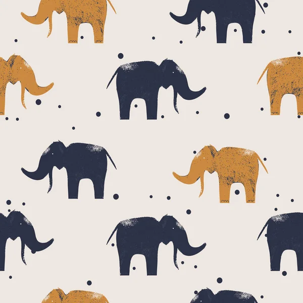 Niedlichen Elefanten Nahtlose Muster Vektor Handgezeichnete Illustration Kann Für Kinder — Stockvektor