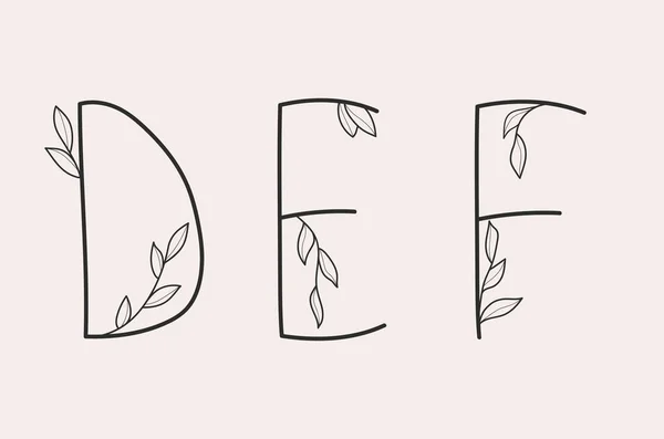 字母集 带有花卉元素的简单字母表集 — 图库矢量图片