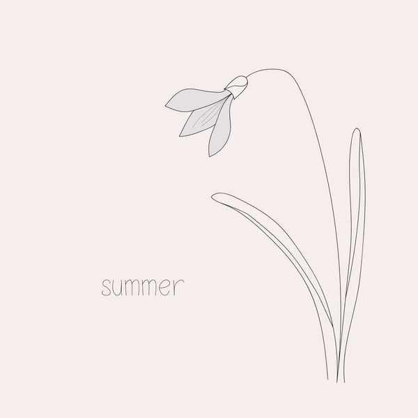 Jednoduchá Fialová Květina Letním Slovem — Stockový vektor