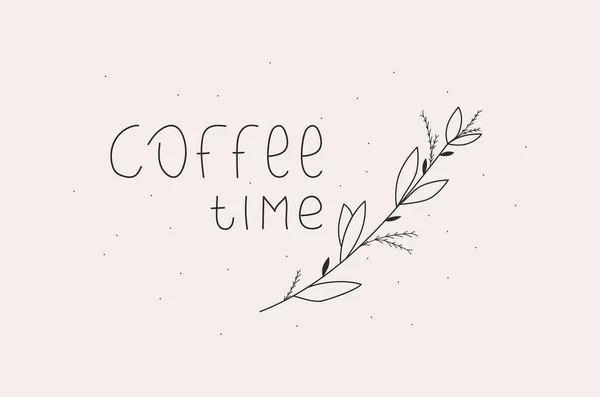 Moment Café Phrase Avec Brin Simple Floral — Image vectorielle