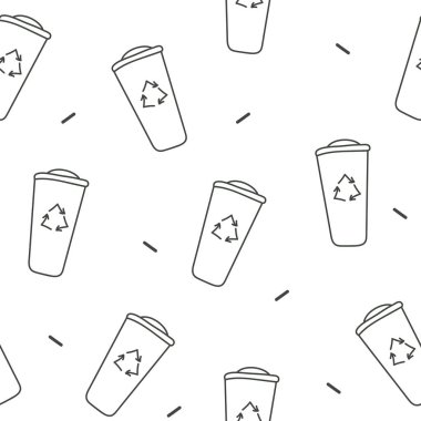 Tire ile süslenmiş geri dönüşüm işareti ile bir fincan Dikişsiz desen.