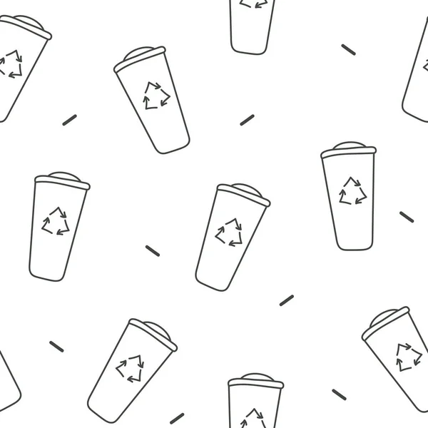 Nahtloses Muster Einer Tasse Mit Recycling Zeichen Mit Strichen Verziert — Stockvektor