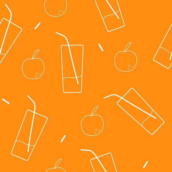 Seamless Pattern Glasses Juice Fruits Orange Background — Stock Vector