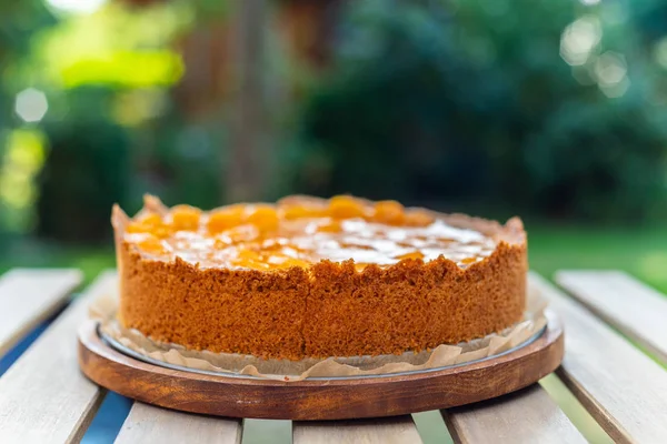 Un pastel de mandarina crema agria casero —  Fotos de Stock