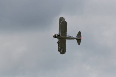 Munderloh, Almanya - 18 Ağustos 2019: Eski bir Amerikan çift kanatlı f