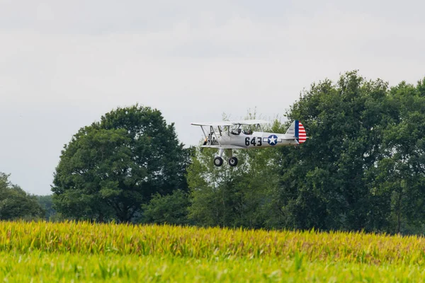 Munderloh, Germania - 18 agosto 2019: Un vecchio biplano americano f — Foto Stock
