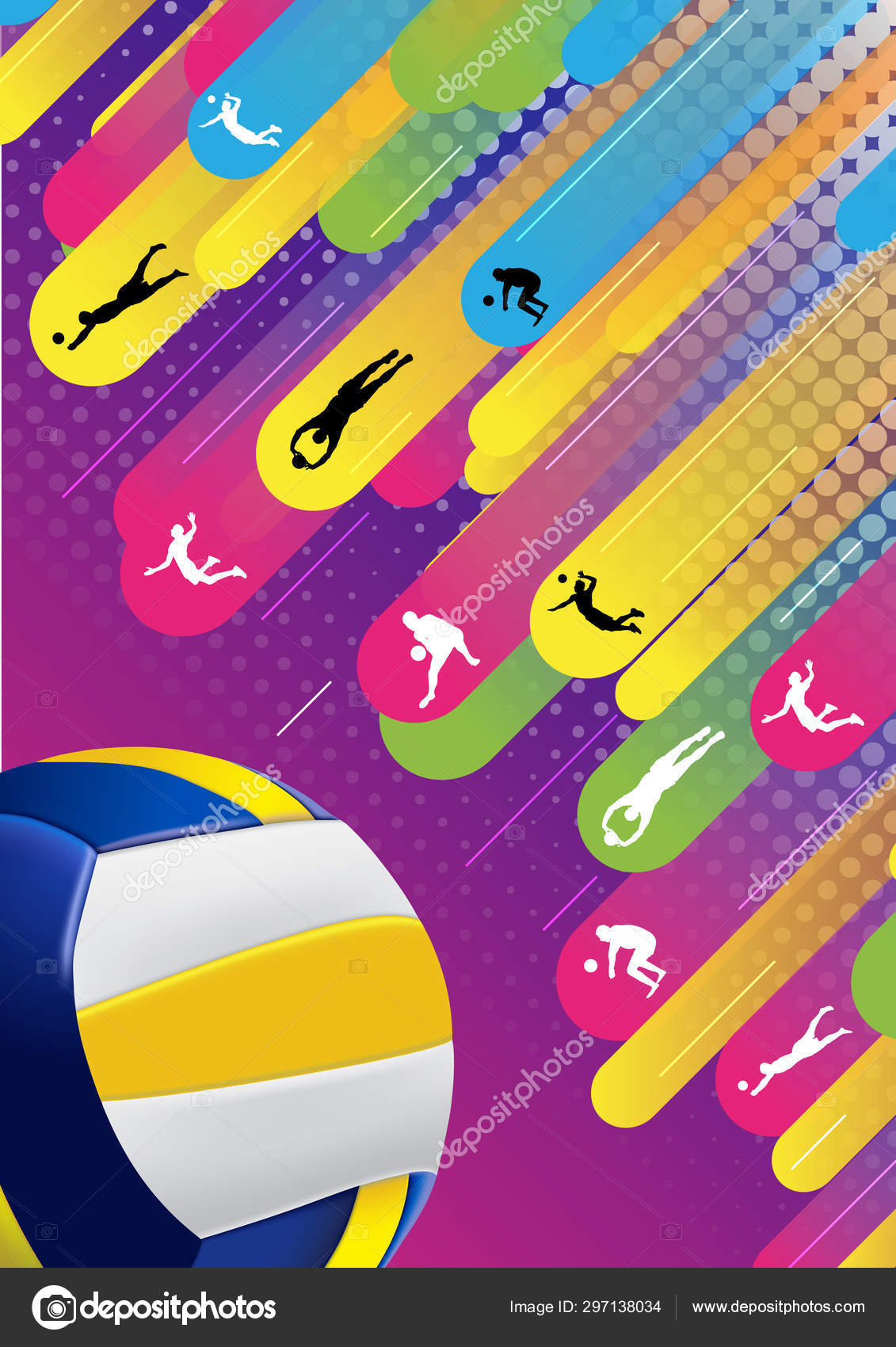 Dynamic Background Design Volleyball for Sports Themed Artworks