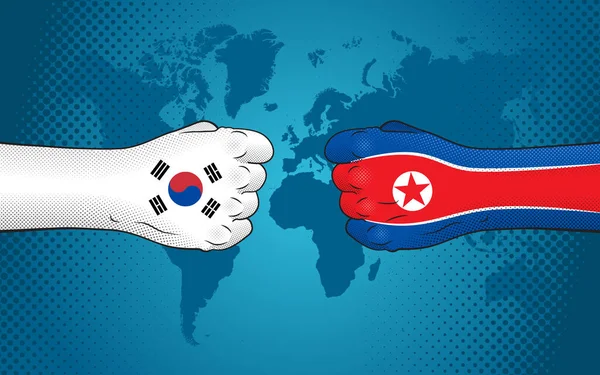 Relaciones Corea Del Sur Corea Del Norte Puño Los Colores — Vector de stock