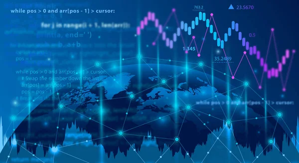 컴퓨터 Stock Graph Chart Monitor Screen 인터넷 비즈니스 — 스톡 사진