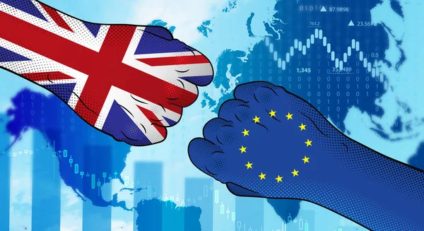 Конфлікт Між Великою Британією Європейським Союзом Відносини Євросоюзу Великою Британією — стокове фото