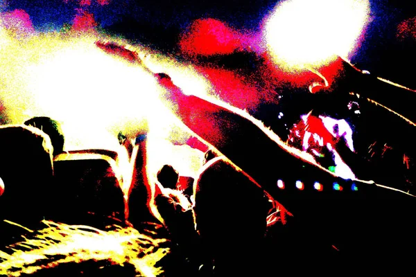 Multidão num concerto de rock — Fotografia de Stock