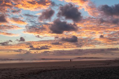 Jaco, Kosta Rika, 31 Ocak 2018 Kumlu bir bea üzerinde yürüyen rakamlar
