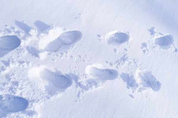 Voetafdruk Handen Sneeuw Voor Textuur Achtergrond — Stockfoto