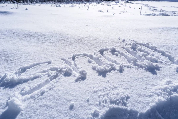 Handschrift Van Sneeuw Tekst Sneeuw Voor Achtergrond — Stockfoto