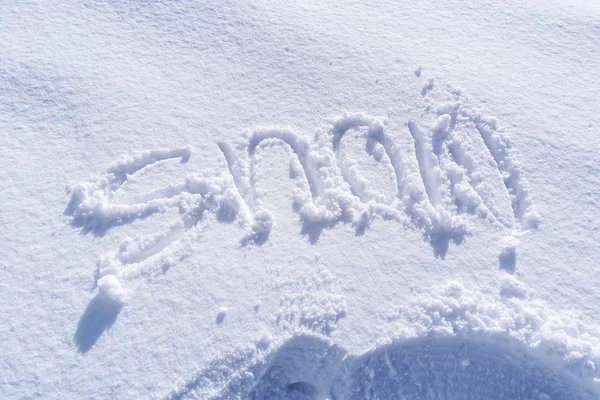 Handschrift Van Sneeuw Tekst Sneeuw Voor Achtergrond — Stockfoto