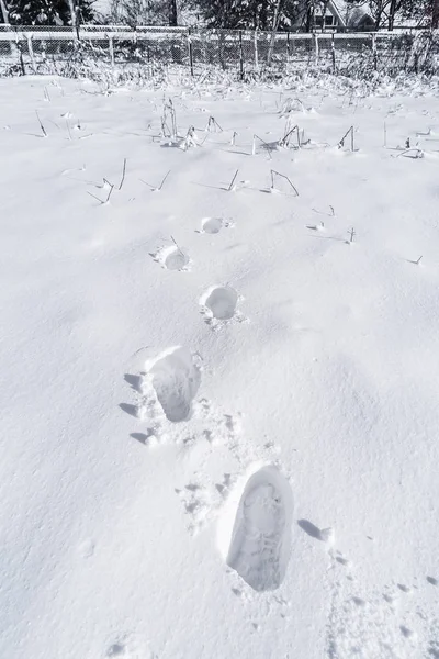 Voetafdruk Handen Sneeuw Voor Textuur Achtergrond — Stockfoto