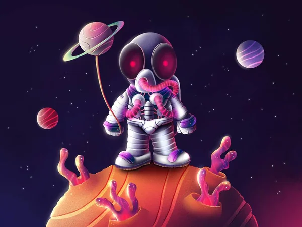 Uzayda Astronotun Çizimi — Stok fotoğraf