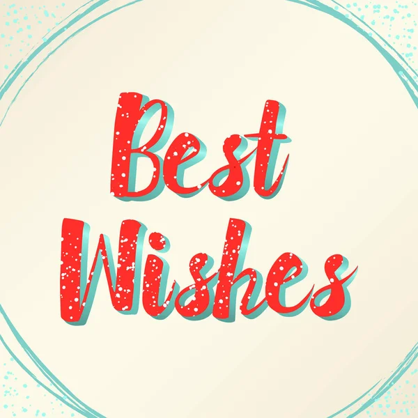 Vektör el çizilmiş tipografi illüstrasyon. En iyi Dilekler Noel veya Yeni Yıl, kırmızı ve kar. Mavi yuvarlak çerçeve. Boya veya suluboya damlaları, açık arka plan. Poster veya web şablonu tasarımı. Doğum günü partisi kutlaması. Kart veya kartpostal.
