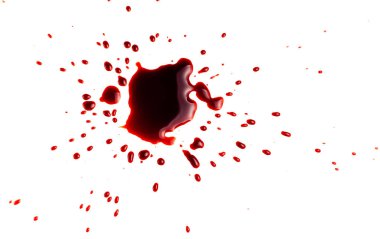 Blood on a white background. Drops and splashes of blood on a white background. clipart