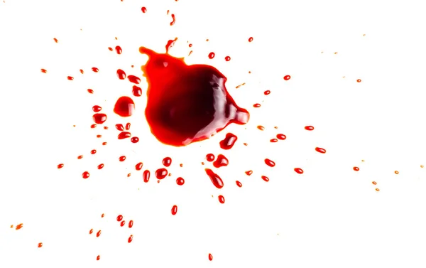 Sangue Num Fundo Branco Gotas Salpicos Sangue Fundo Branco — Fotografia de Stock