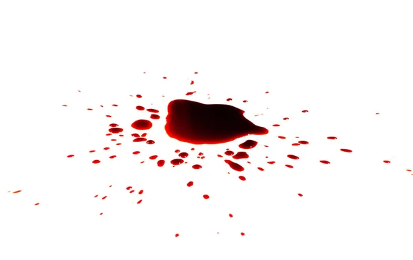 Darah Latar Belakang Putih Tetes Dan Percikan Darah Pada Latar — Stok Foto