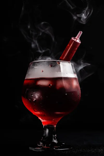 Bloody Alcoholic Cocktail Syringe — Stock Photo, Image