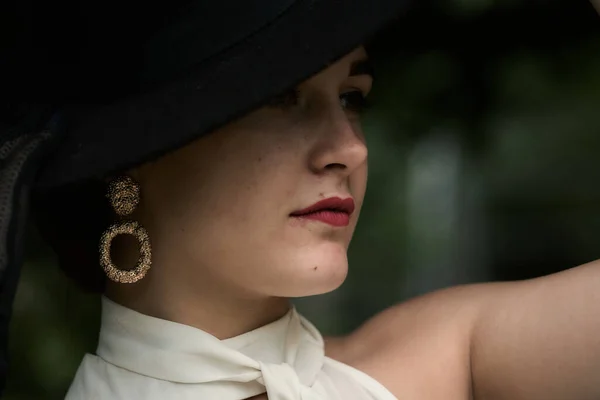 Retrato Una Chica Estilo Vintage Moda Del Pasado — Foto de Stock