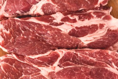 Yağ desenli et dokusu. Taze kesilmiş çiğ et..