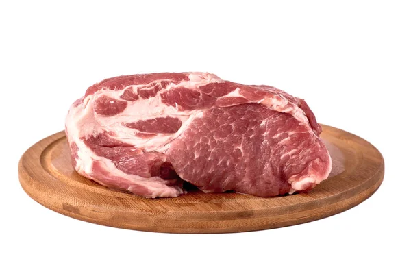 Hele Stuk Rauw Vers Varkensvlees Geïsoleerd Witte Achtergrond Eenvoudige Samenstelling — Stockfoto