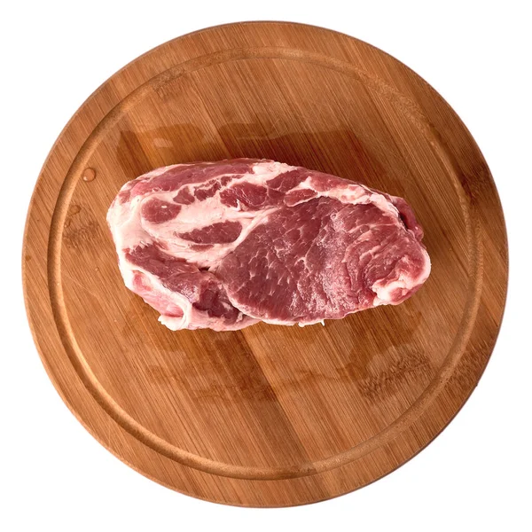 Cały Kawałek Surowego Świeżego Mięsa Wieprzowego Izolowany Białym Tle Prosty — Zdjęcie stockowe