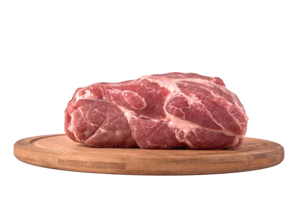 Целый Кусок Сырой Свежей Свинины Белом Фоне Простой Состав Мяса — стоковое фото