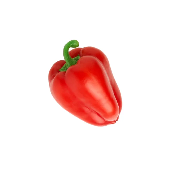 Vörös Harangbors Édes Paprika Paprika Elszigetelt Fehér Alapon Egy Egész — Stock Fotó