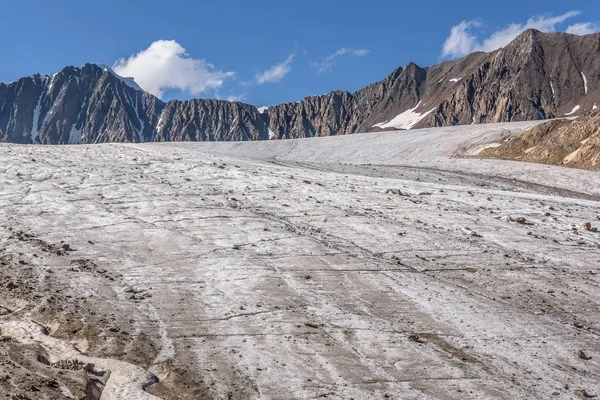 Amazing View Glacier Cracks Snow Stones Ice Breaks Close High — Stock Photo, Image