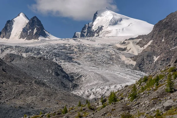 Increíble Vista Sobre Glaciar Picos Montaña Con Nieve Hielo Alerces — Foto de Stock