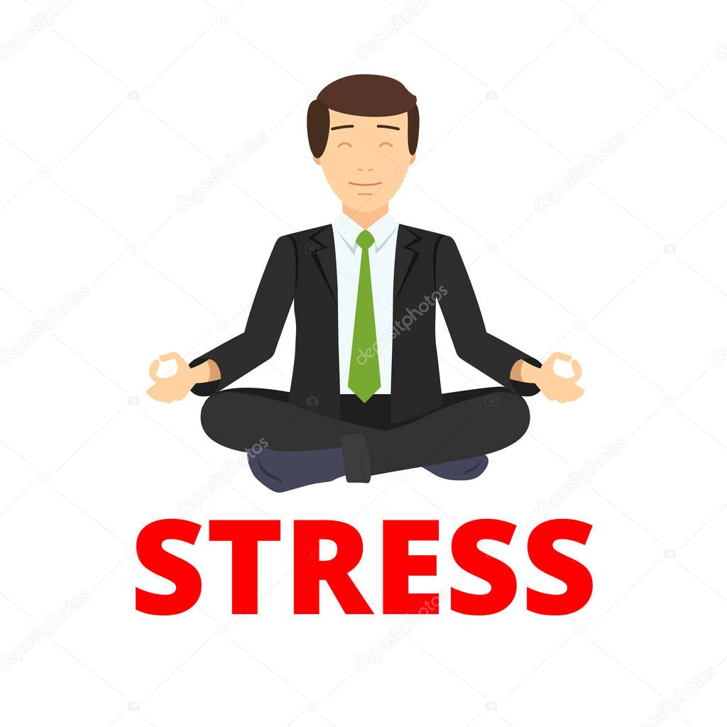 Man is meditating over stress