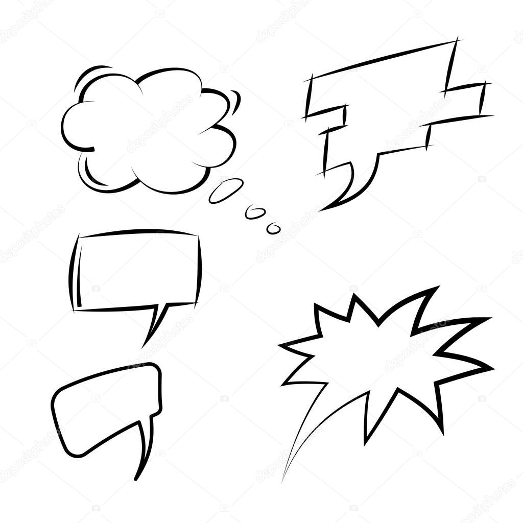 Black and white speech bubbles, cloud footnote